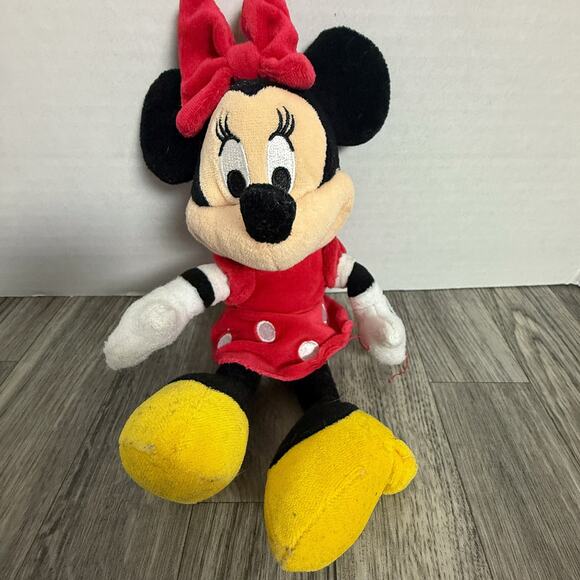 Disney Minnie Mouse Plush Doll Just Play Red Dress Bow Polka Dot 12” Stuffed Toy - Picture 1 of 3